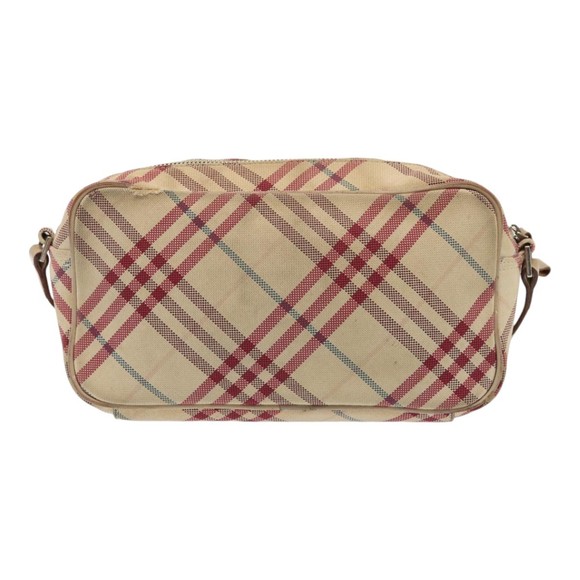 BURBERRY Nova Check Blue Label Shoulder Bag Canvas Beige Red Auth ti1983